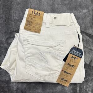 Silver Jeans‎ Womens W14/L24 White Suki High Capri Super Stretch Denim Pants